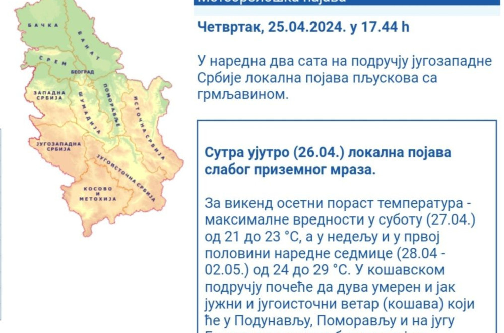 Srbija Na Udaru; RHMZ Upozorava: U Naredna Dva Sata... - B92