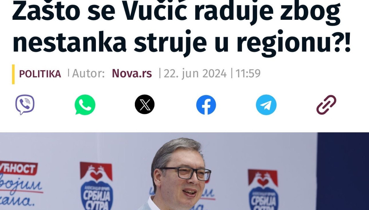 Napad opozicionih medija: Besni jer je Srbija zahvaljujući Vučiću jedina u regionu juče imala struju