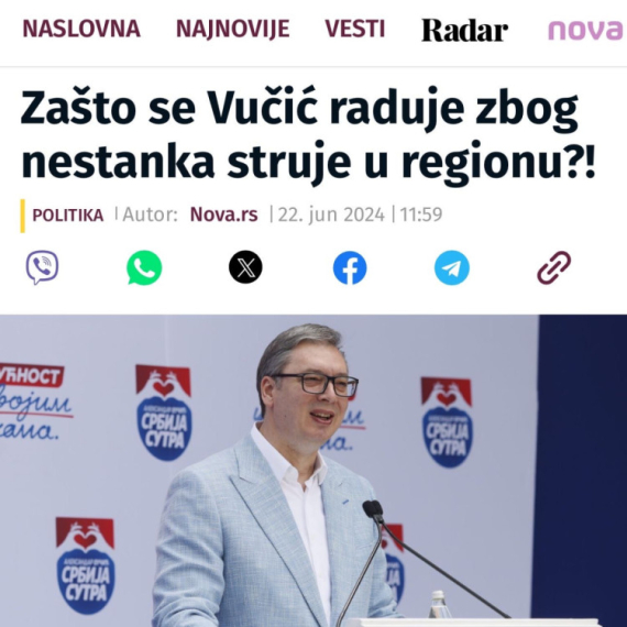 Napad opozicionih medija: Besni jer je Srbija zahvaljujući Vučiću jedina u regionu juče imala struju