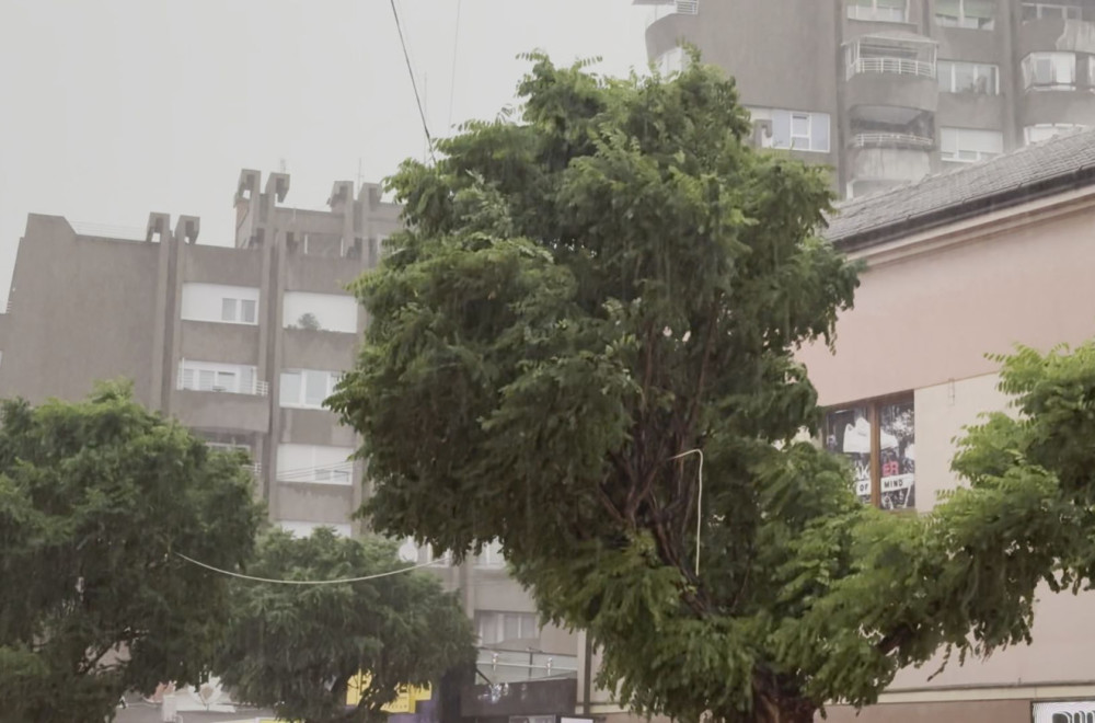 Novi Pazar zahvatilo jako nevreme: Vetar obarao stabla u centru grada FOTO/VIDEO