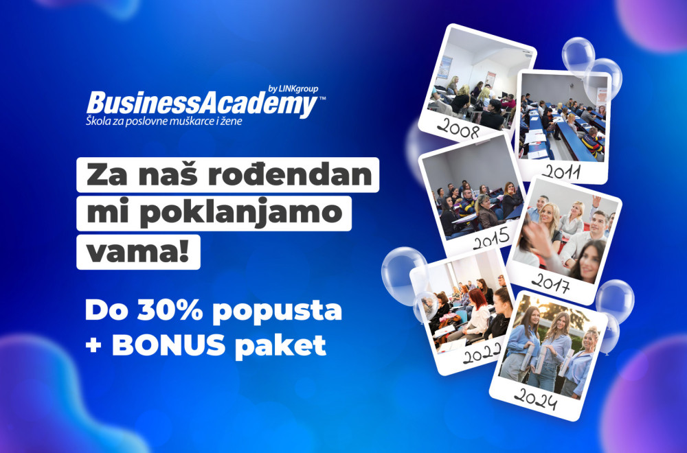 Velika rođendanska akcija na BusinessAcademy: Do 30% POPUSTA i BONUS paket za vrhunsko školovanje!