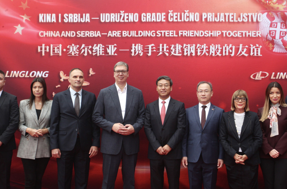 Vučić at the ceremony of starting serial production in the Chinese factory Linglong