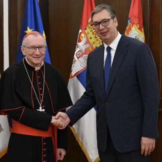 Vučić met with the State Secretary of the Holy See Cardinal Pietro Parolin PHOTO