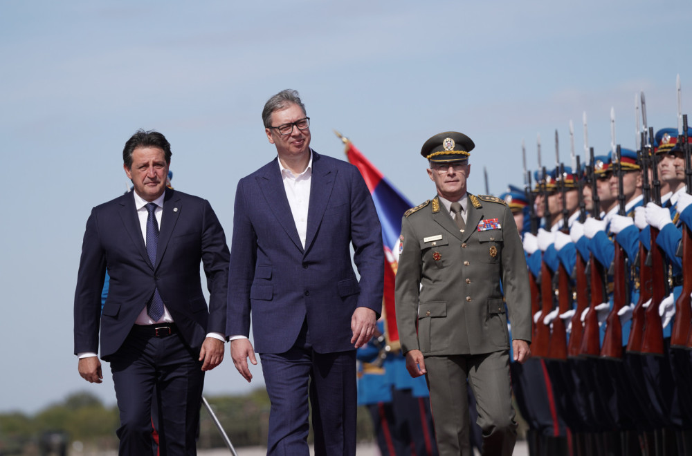 A large display of the capabilities of the Serbian Armed Forces; "Eagles" and "Seagulls" fly over Batajnica