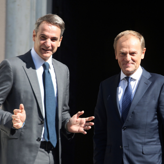 Kyriakos Mitsotakis and Donald Tusk tonight in Belgrade, at dinner with Vučić