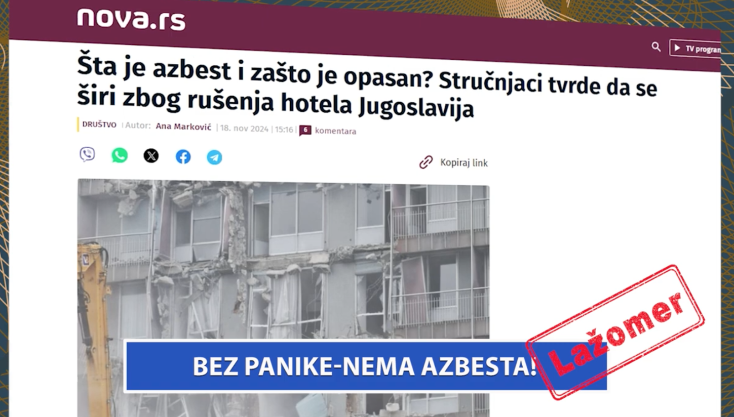 Lažomer otkriva: Bez panike – nema azbesta VIDEO