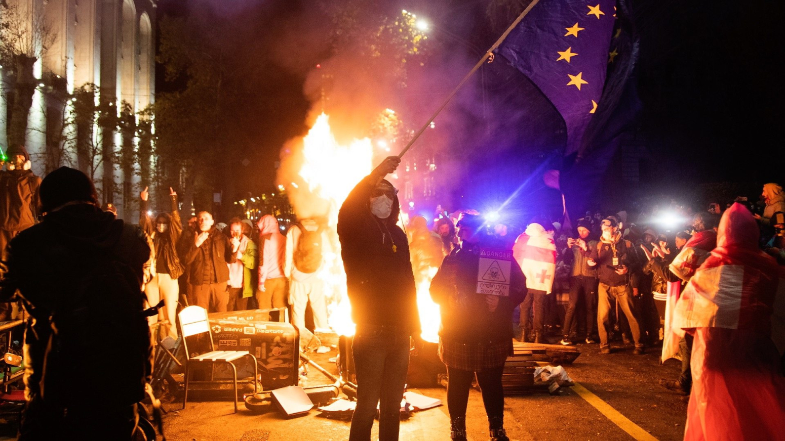 Watch: Riot police and pro-EU protesters clash in Georgia