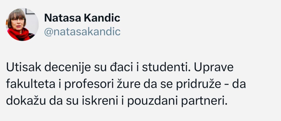 Nataša Kandić podržala apolitične studente FOTO