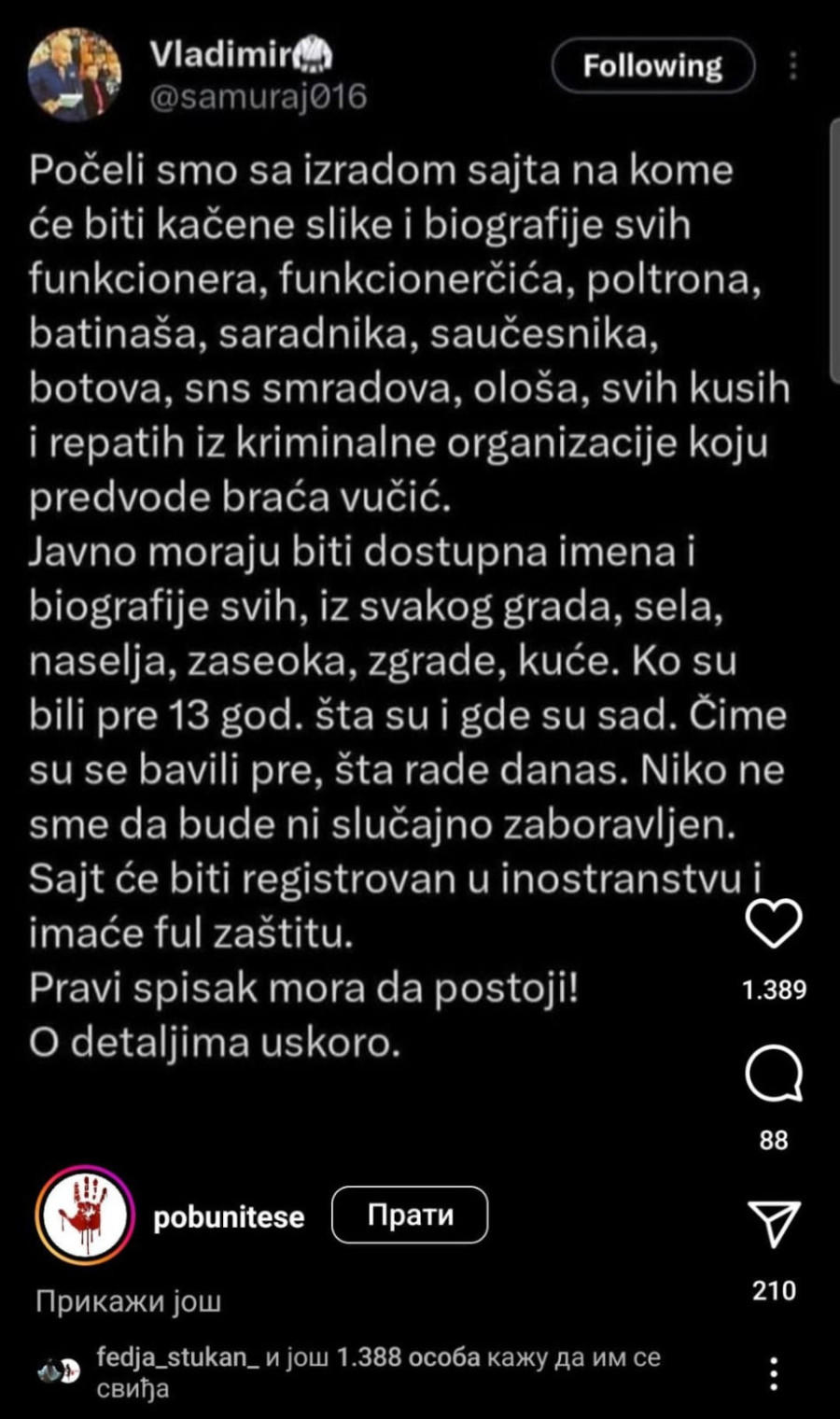 Odakle pravo? Šiškin najavljuje sajt sa biografijama funkcionera SNS, a osuđivan za više krivičnih dela FOTO