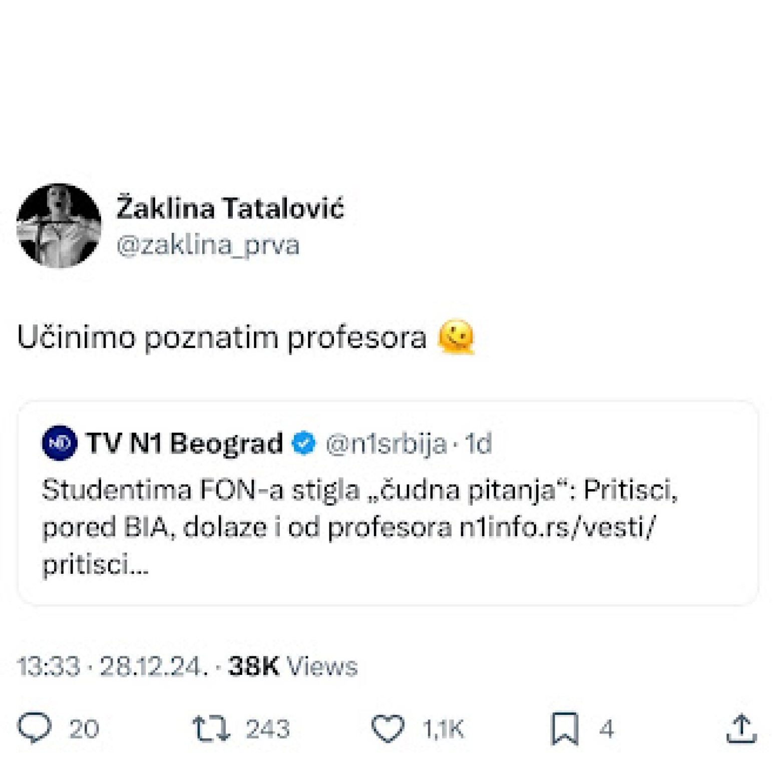 Profesor Nebojša Nikolić rekao da Srbi nisu genocidni, a onda mu je poručeno da nije poželjan za studente FOTO