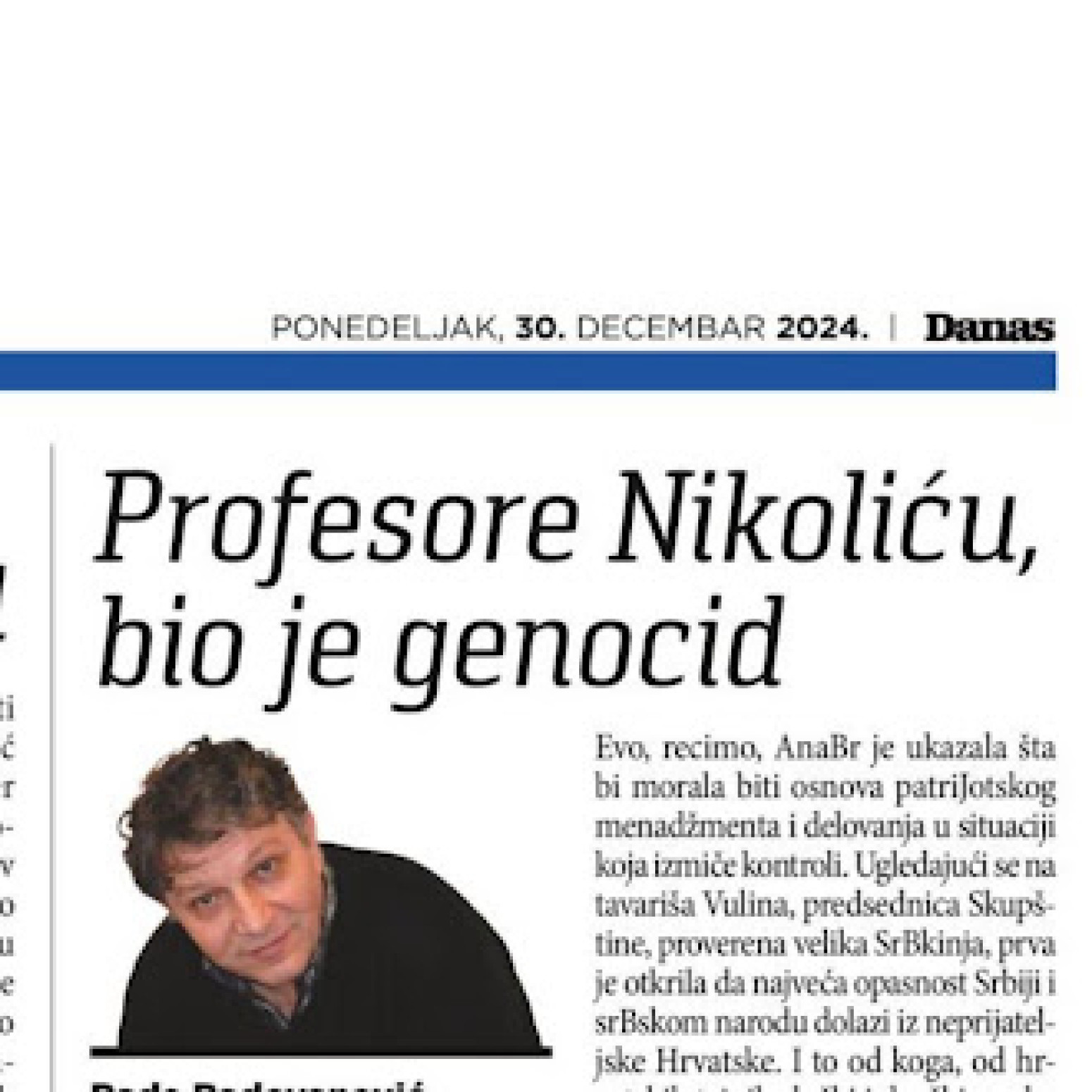 Profesor Nebojša Nikolić rekao da Srbi nisu genocidni, a onda mu je poručeno da nije poželjan za studente FOTO