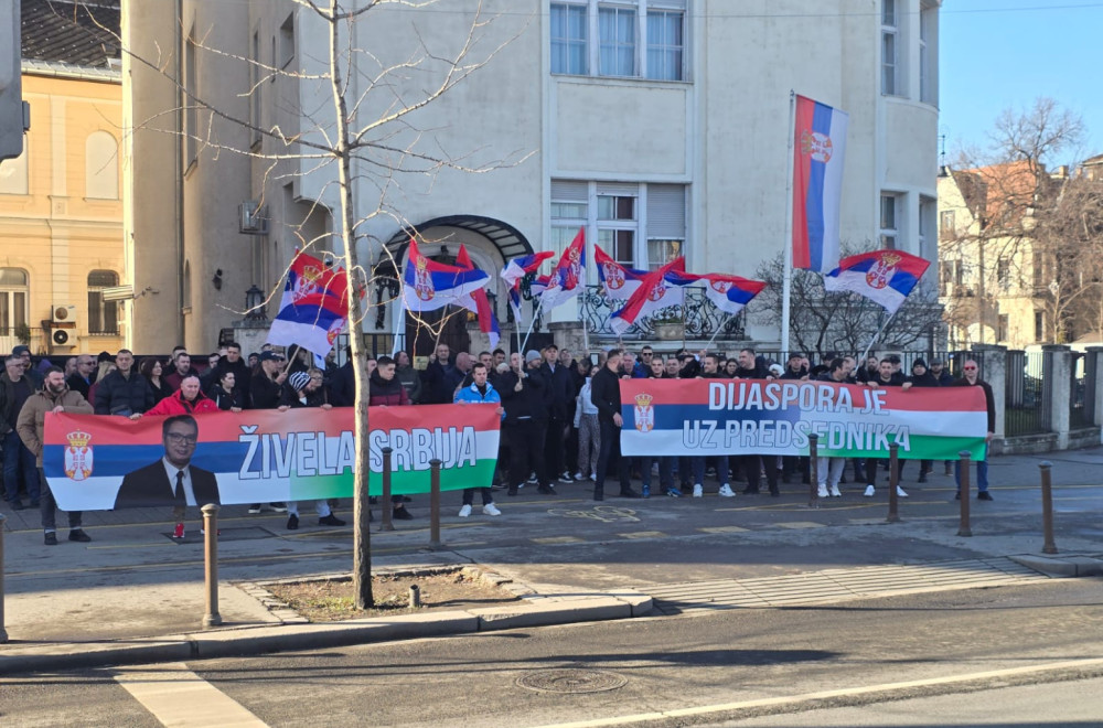 "Živela Srbija!"; Srbi u Mađarskoj dali podršku predsedniku Vučiću FOTO