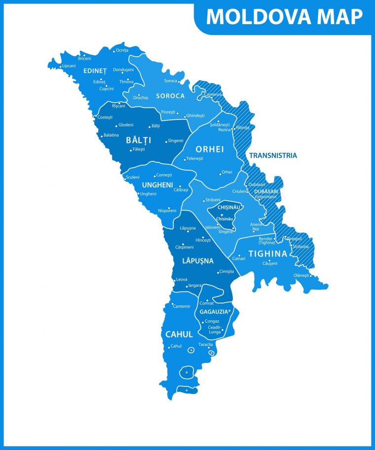 Карта молдавии и приднестровья на русском языке с городами подробная