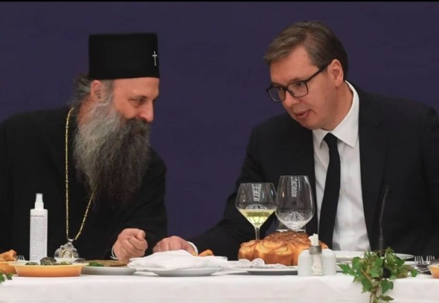 Vučić today with the Patriarch and bishops of the Serbian Orthodox Church