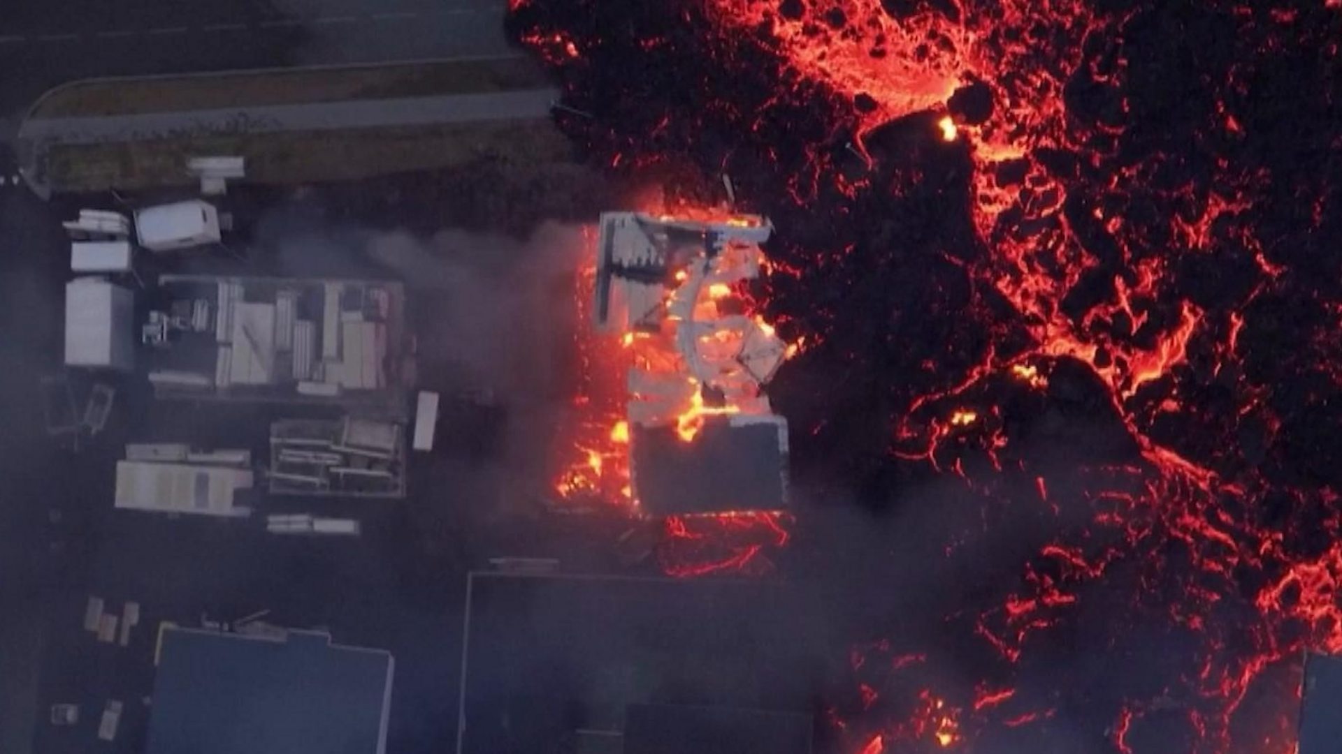 Watch: Aerial footage shows lava engulf Iceland houses